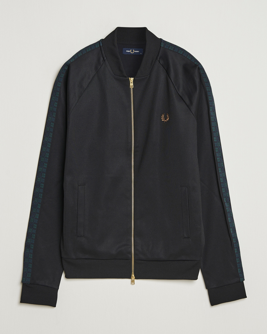Heren | Truien | Fred Perry | Blackwatch Tartan Taped Track Jacket Black
