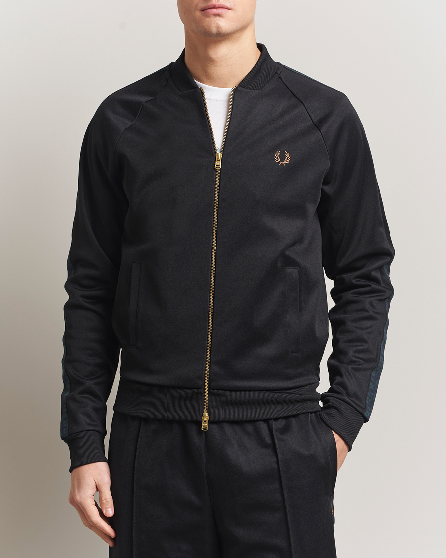 Heren | Truien | Fred Perry | Blackwatch Tartan Taped Track Jacket Black