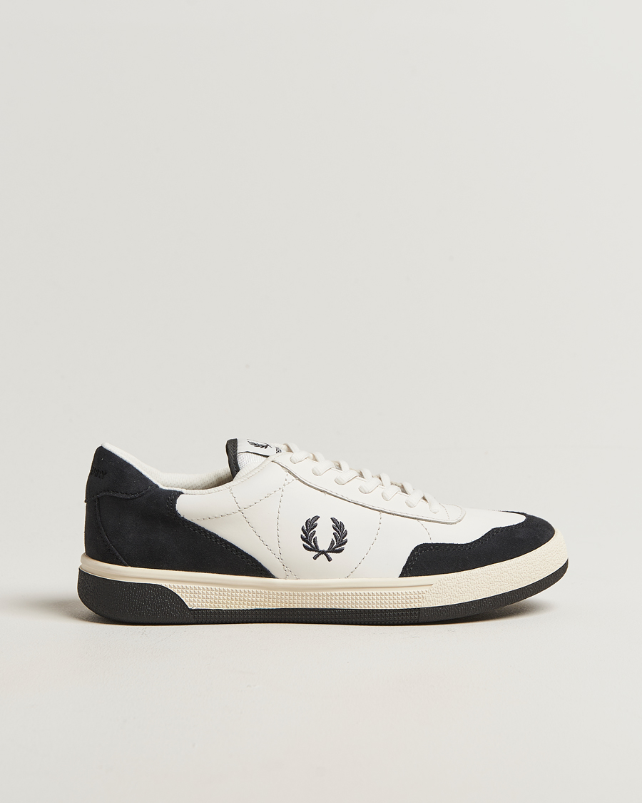 Heren | Sneakers | Fred Perry | B11 Leather/Suede Sneaker Snow White/Navy