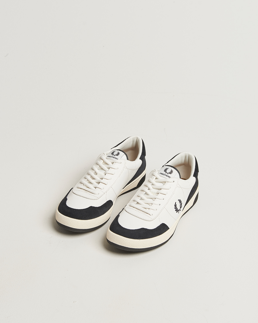 Heren | Sneakers | Fred Perry | B11 Leather/Suede Sneaker Snow White/Navy