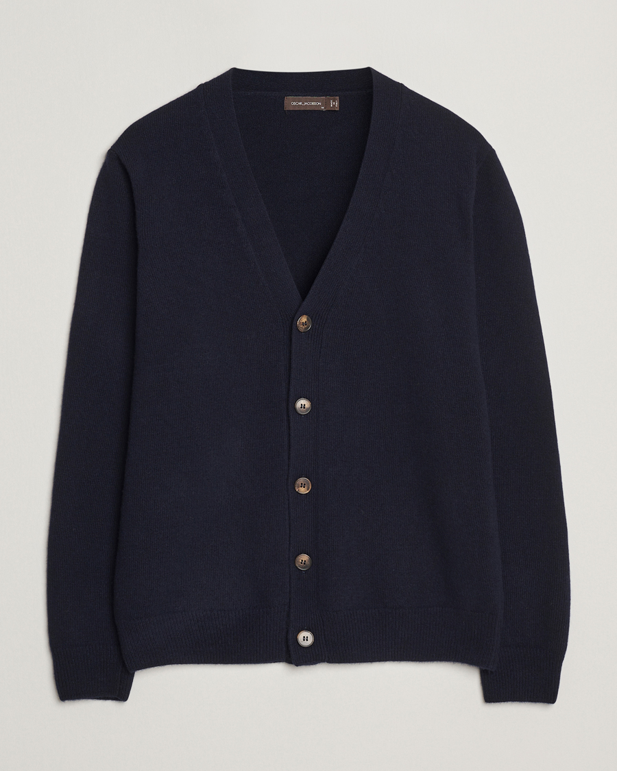Heren | Truien | Oscar Jacobson | Eduardo Wool Cardigan Navy