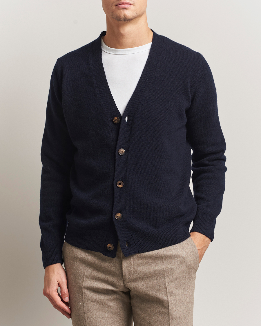 Heren | Truien | Oscar Jacobson | Eduardo Wool Cardigan Navy