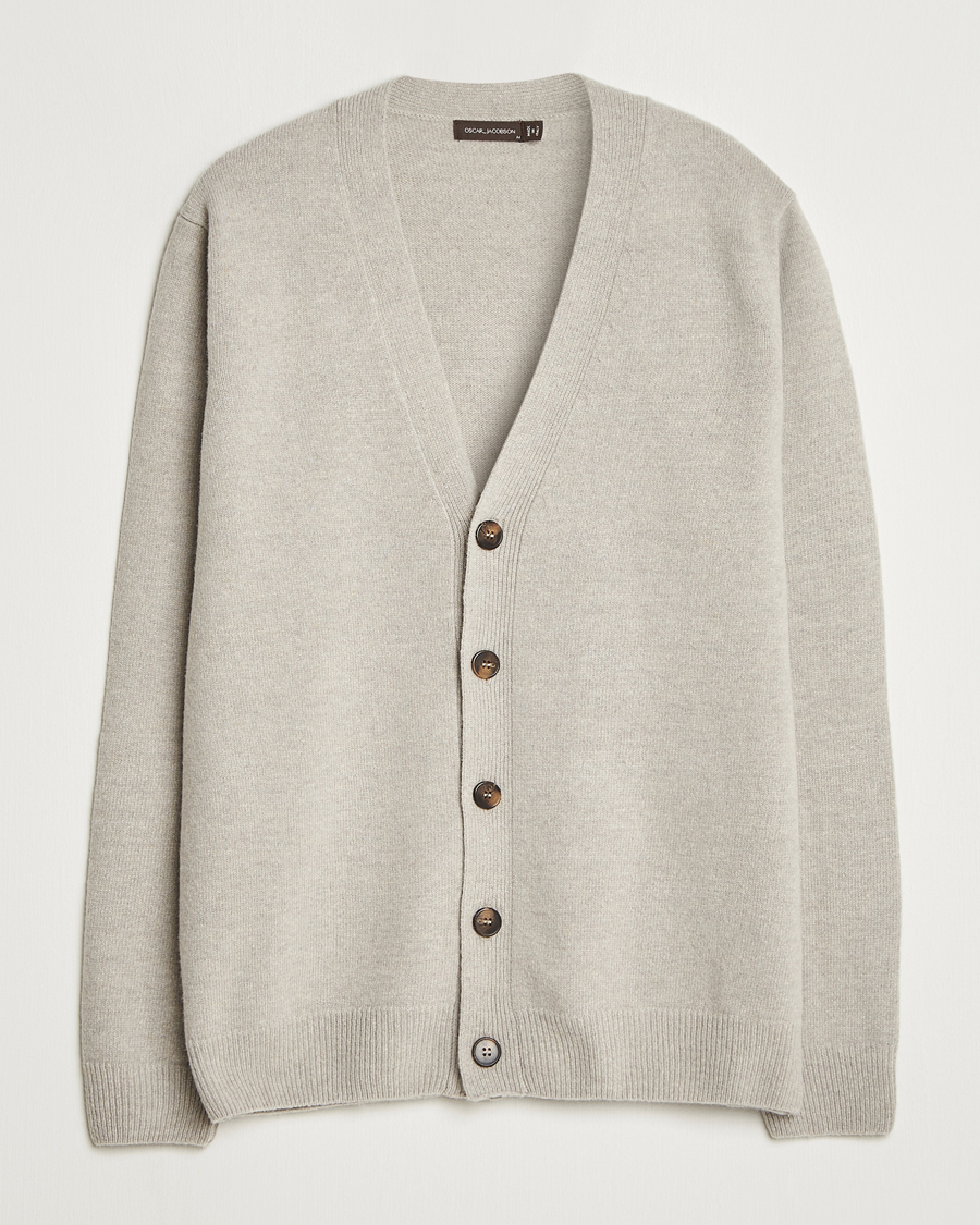 Heren | Truien | Oscar Jacobson | Eduardo Wool Cardigan Beige