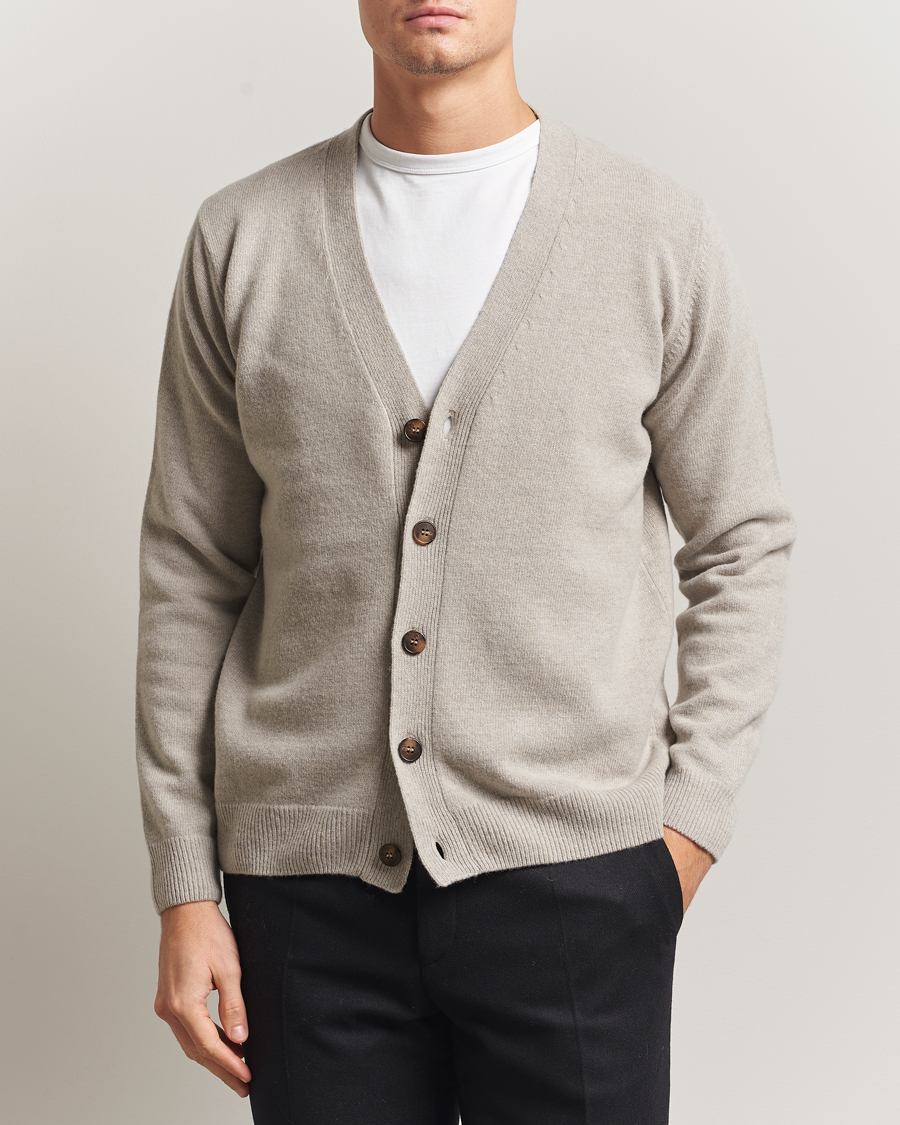 Heren | Truien | Oscar Jacobson | Eduardo Wool Cardigan Beige