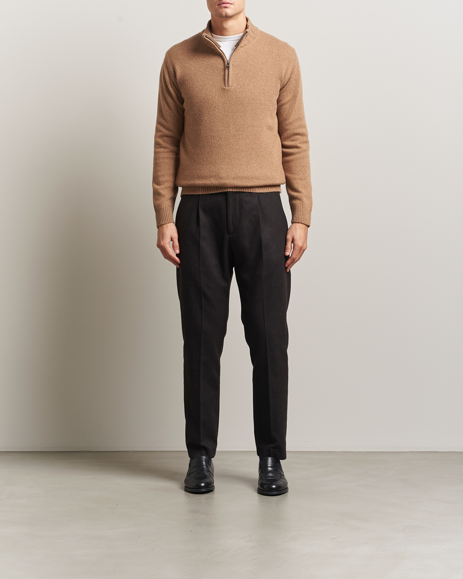 Heren | Truien | Oscar Jacobson | Paul Wool/Cashmere Half-Zip Beige