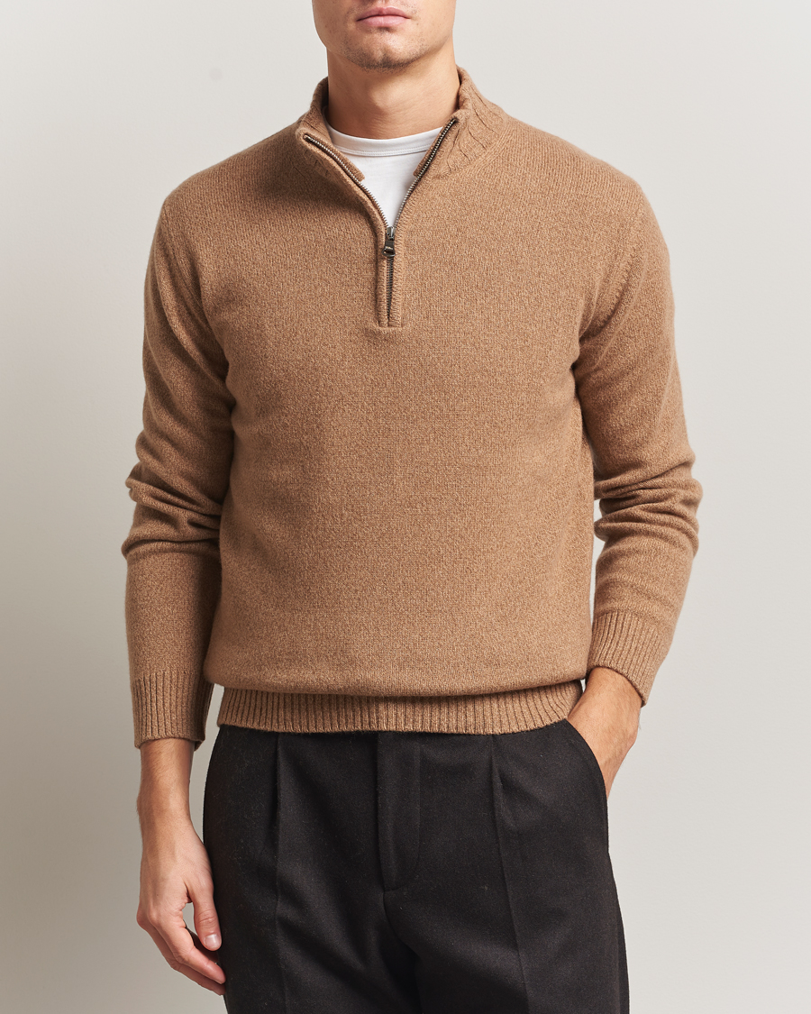 Heren | Truien | Oscar Jacobson | Paul Wool/Cashmere Half-Zip Beige