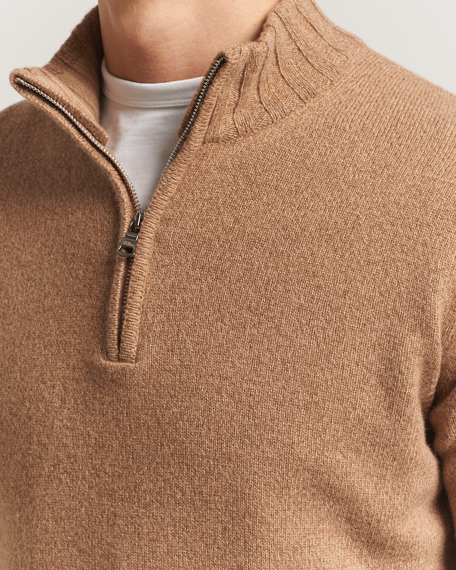 Heren | Truien | Oscar Jacobson | Paul Wool/Cashmere Half-Zip Beige