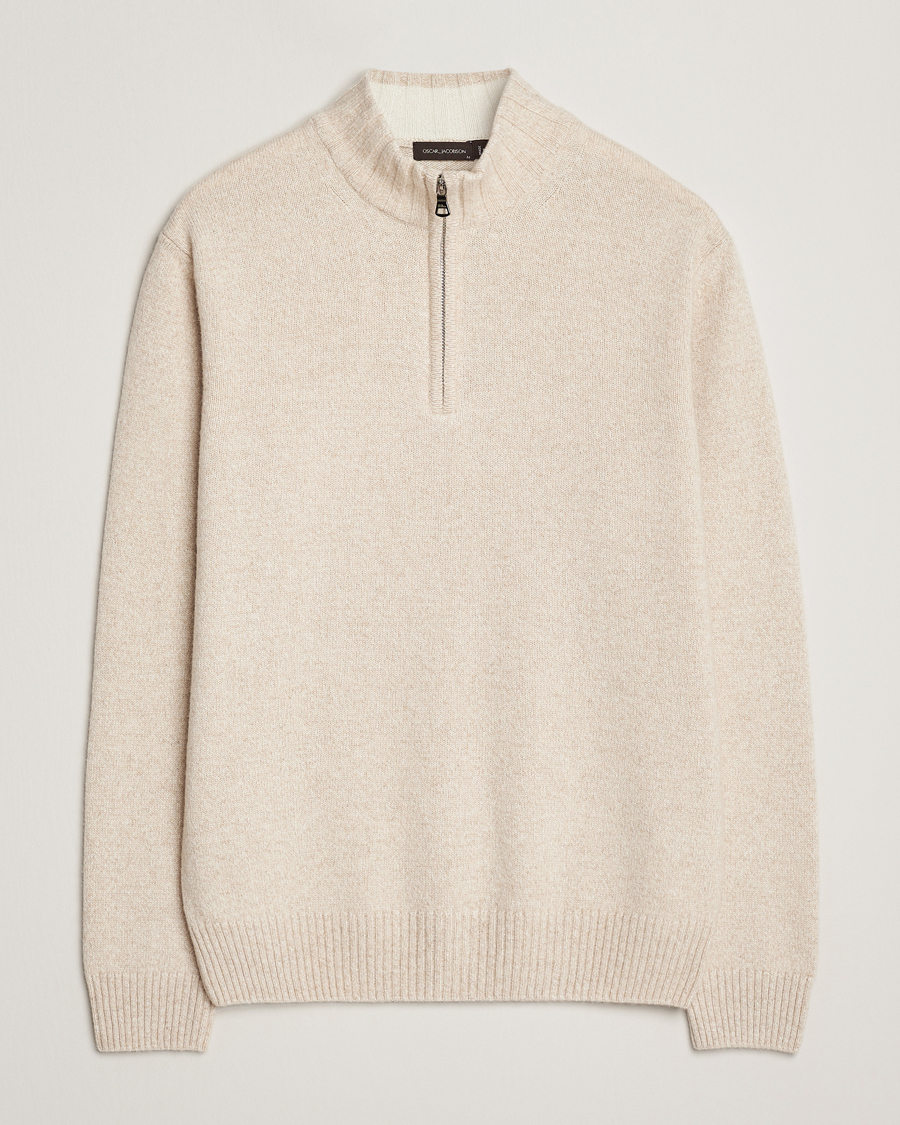 Heren | Truien | Oscar Jacobson | Paul Wool/Cashmere Half-Zip Creme