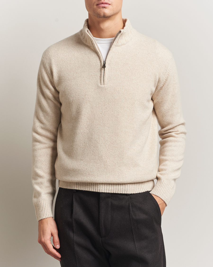 Heren | Truien | Oscar Jacobson | Paul Wool/Cashmere Half-Zip Creme