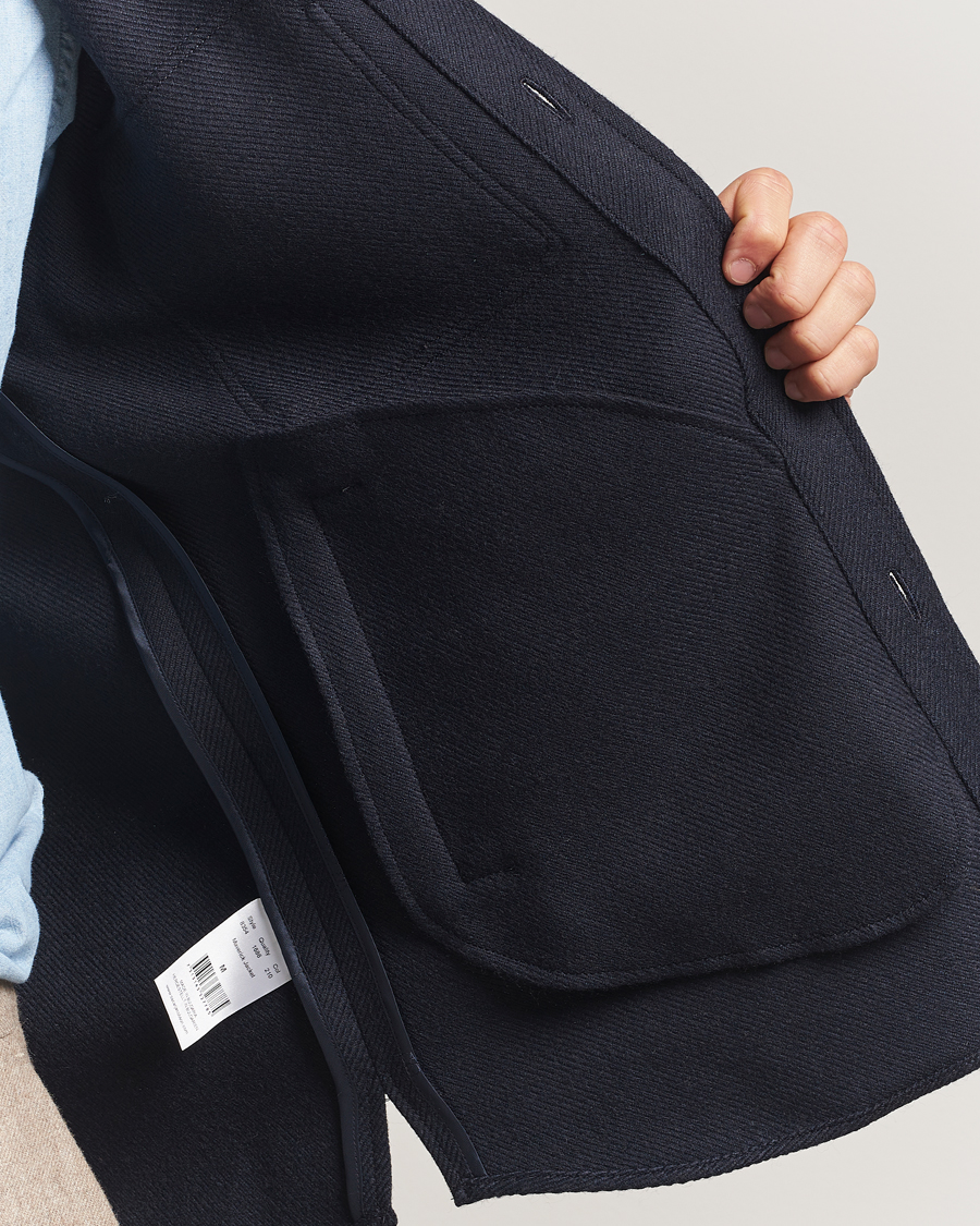 Heren | Jassen | Oscar Jacobson | Maverick Wool Overshirt Navy