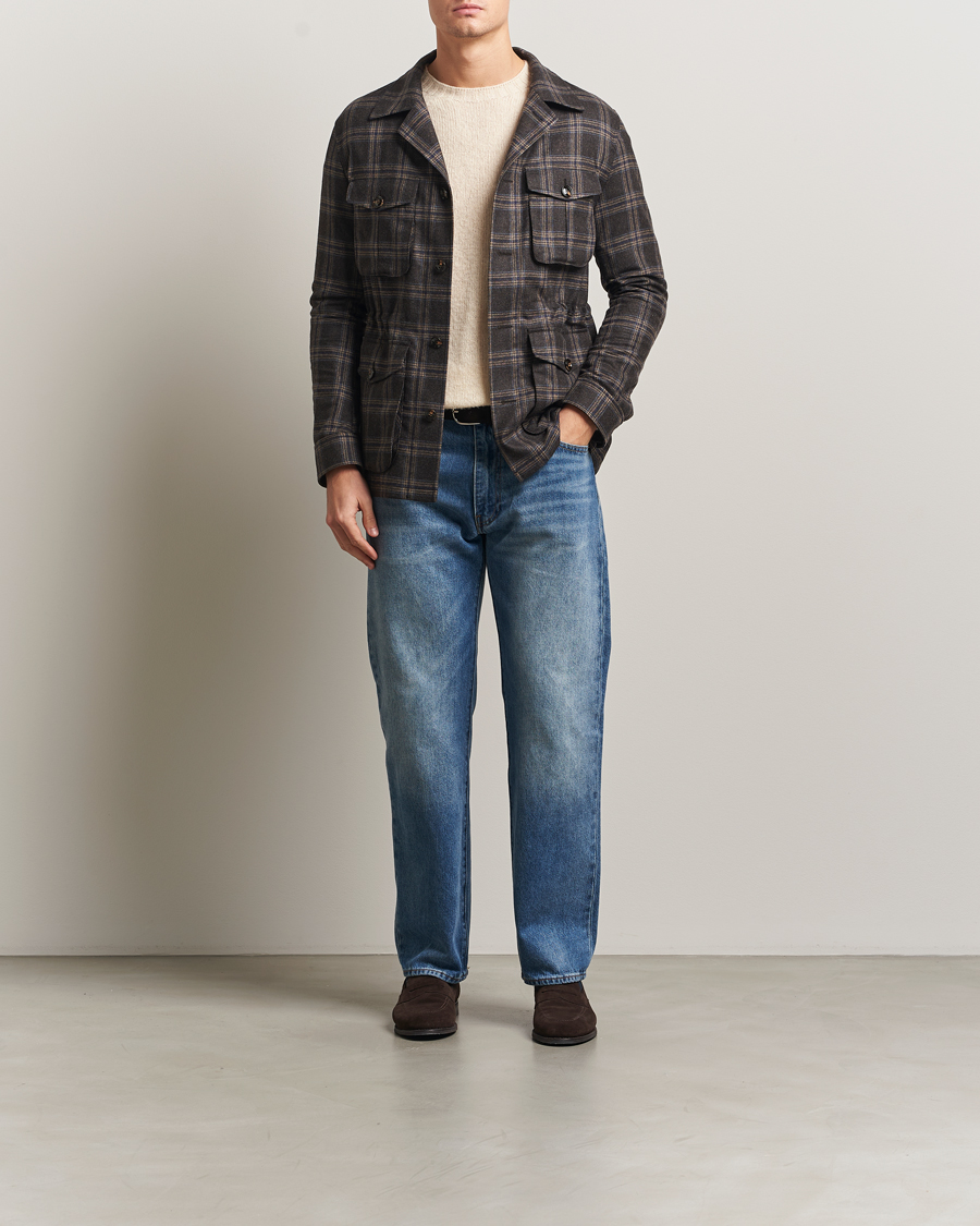 Heren | Jassen | Oscar Jacobson | Sirolo Checked Shirt Jacket Brown/Blue