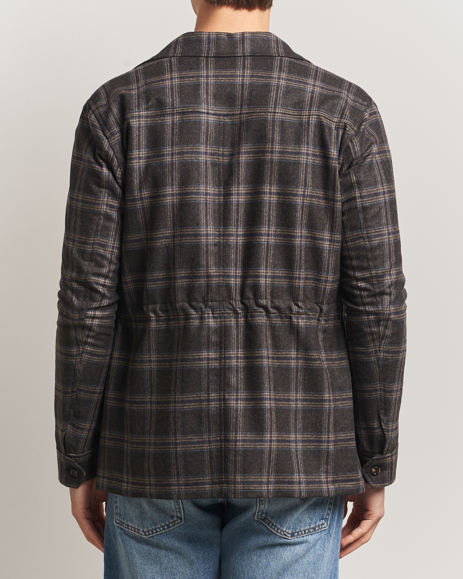 Heren | Jassen | Oscar Jacobson | Sirolo Checked Shirt Jacket Brown/Blue