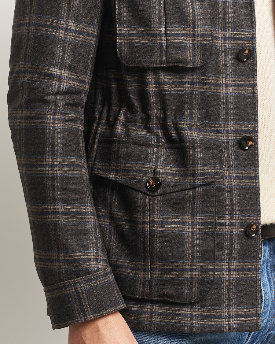 Heren | Jassen | Oscar Jacobson | Sirolo Checked Shirt Jacket Brown/Blue