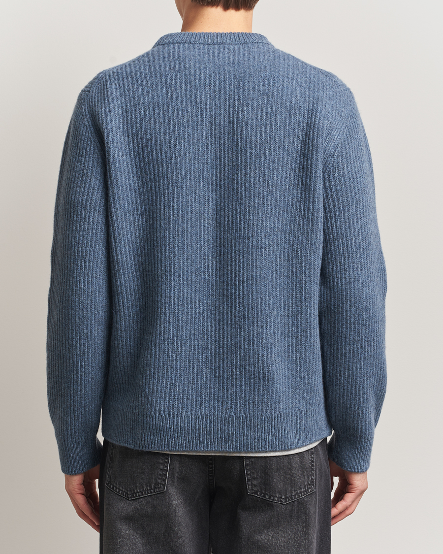 Heren | Truien | Nudie Jeans | August Wool Rib Knitted Sweater Blue Melange