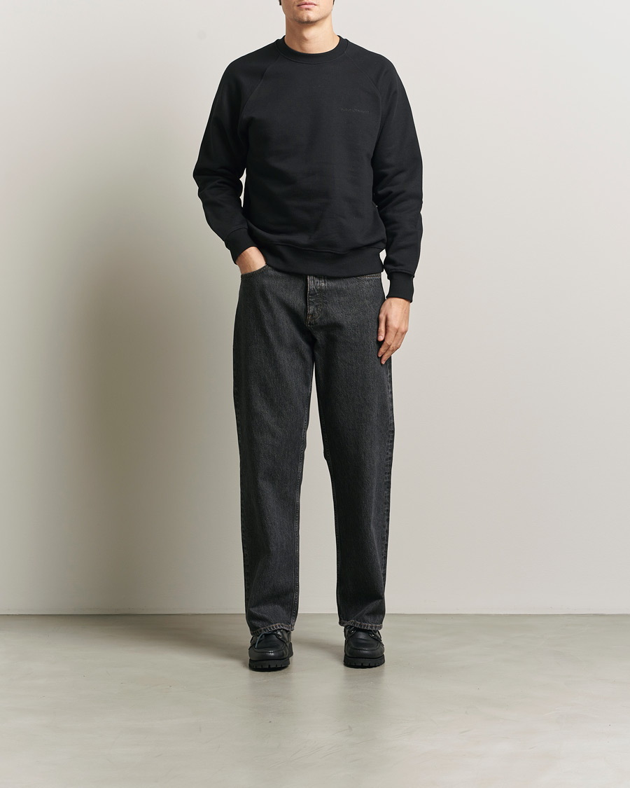 Heren | Truien | Nudie Jeans | Palle Logo Crew Neck Sweatshirt Black