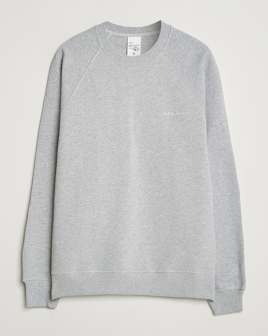 Heren | Truien | Nudie Jeans | Palle Logo Crew Neck Sweatshirt Grey Melange