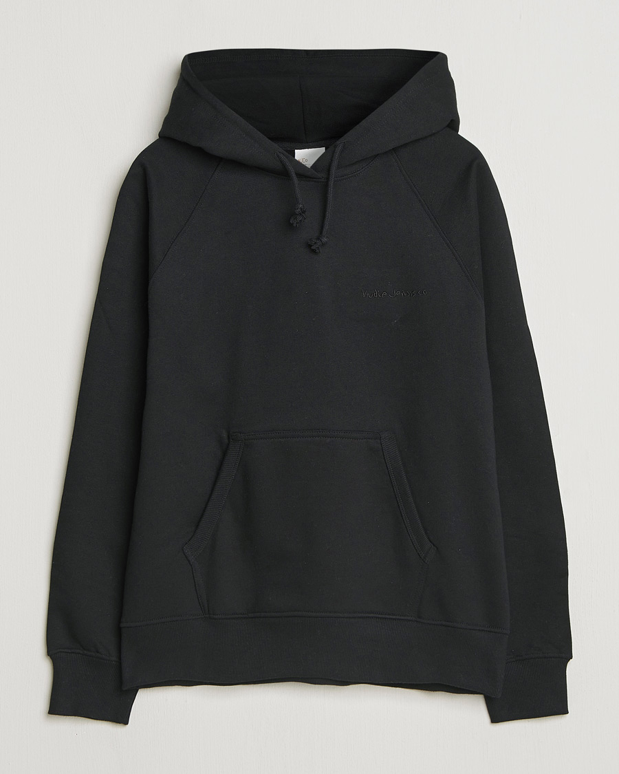 Heren | Truien | Nudie Jeans | Gunde Logo Hoodie Black