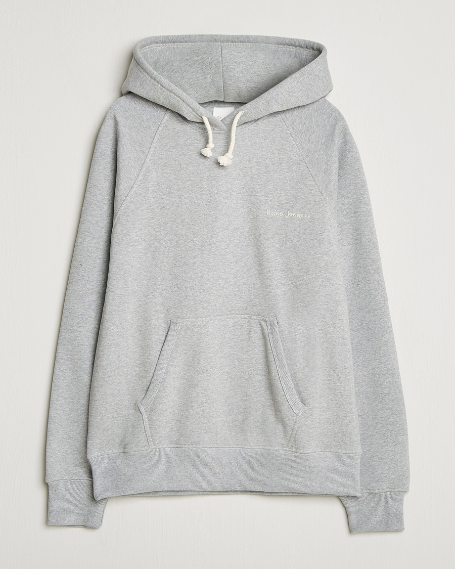 Heren | Truien | Nudie Jeans | Gunde Logo Hoodie Grey Melange