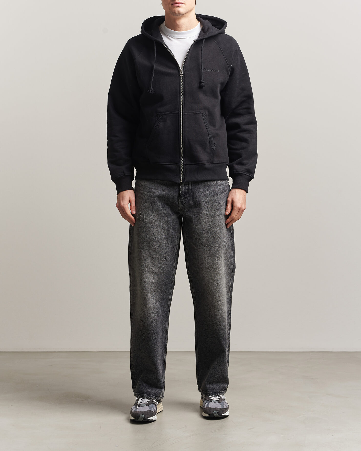 Heren | Truien | Nudie Jeans | Gunde Logo Full Zip Hoodie Black