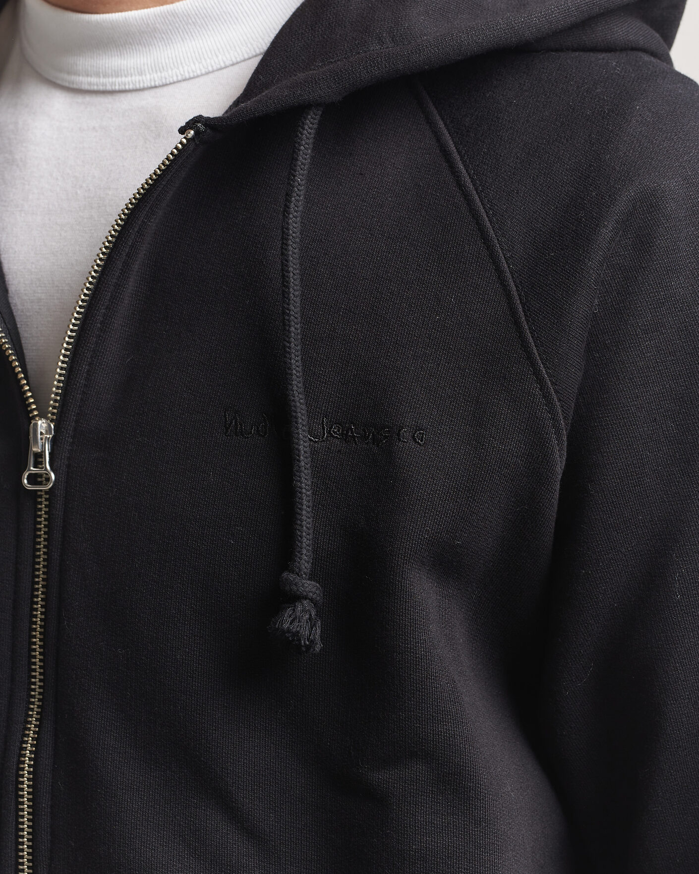 Heren | Truien | Nudie Jeans | Gunde Logo Full Zip Hoodie Black