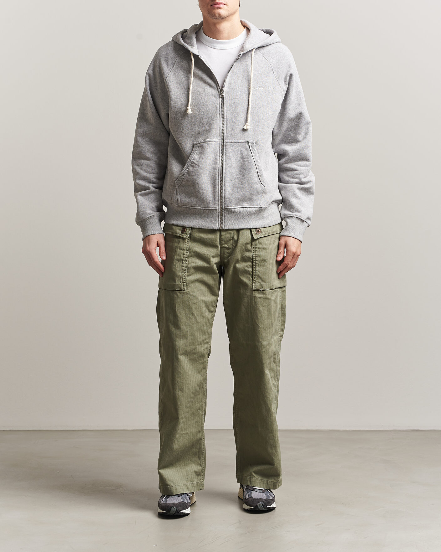 Heren | Truien | Nudie Jeans | Gunde Logo Full Zip Hoodie Grey Melange