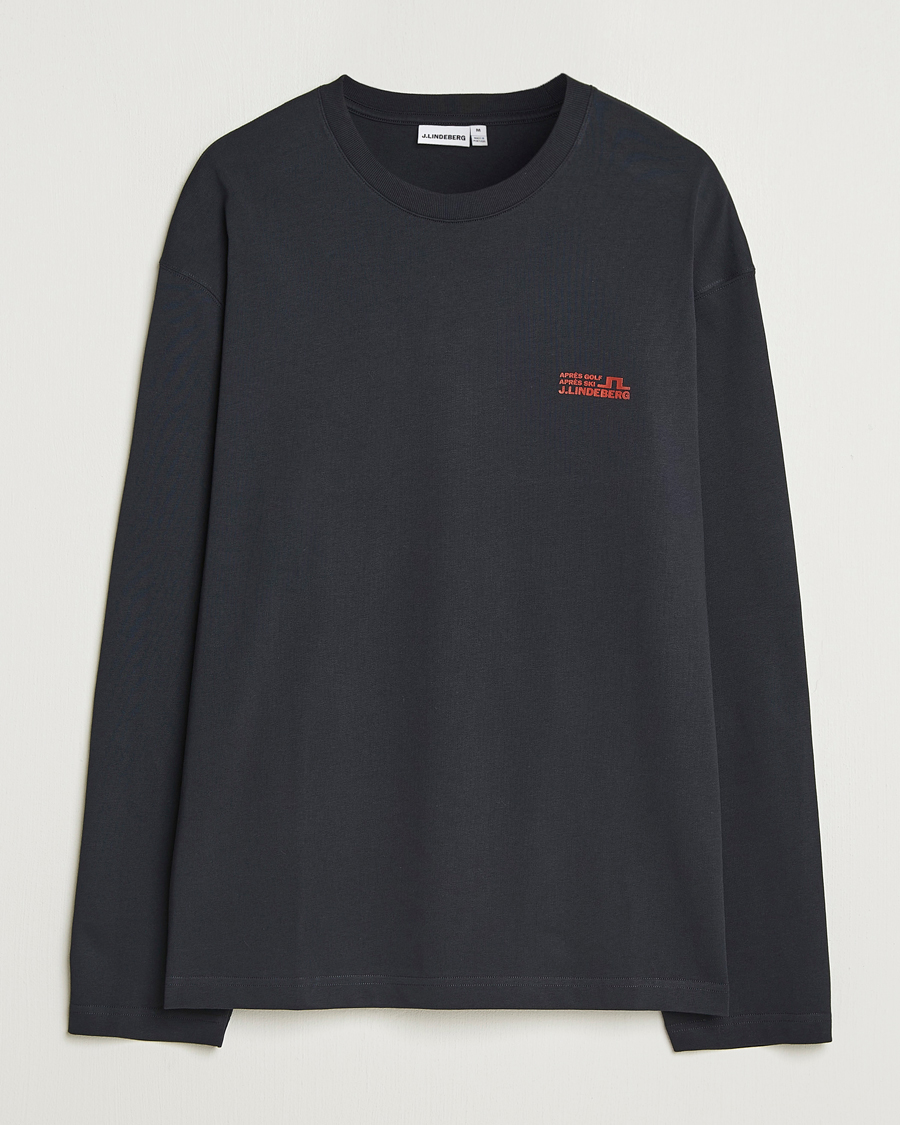 Heren | T-shirts | J.Lindeberg | Walsh Printed Long Sleeve T-Shirt Black