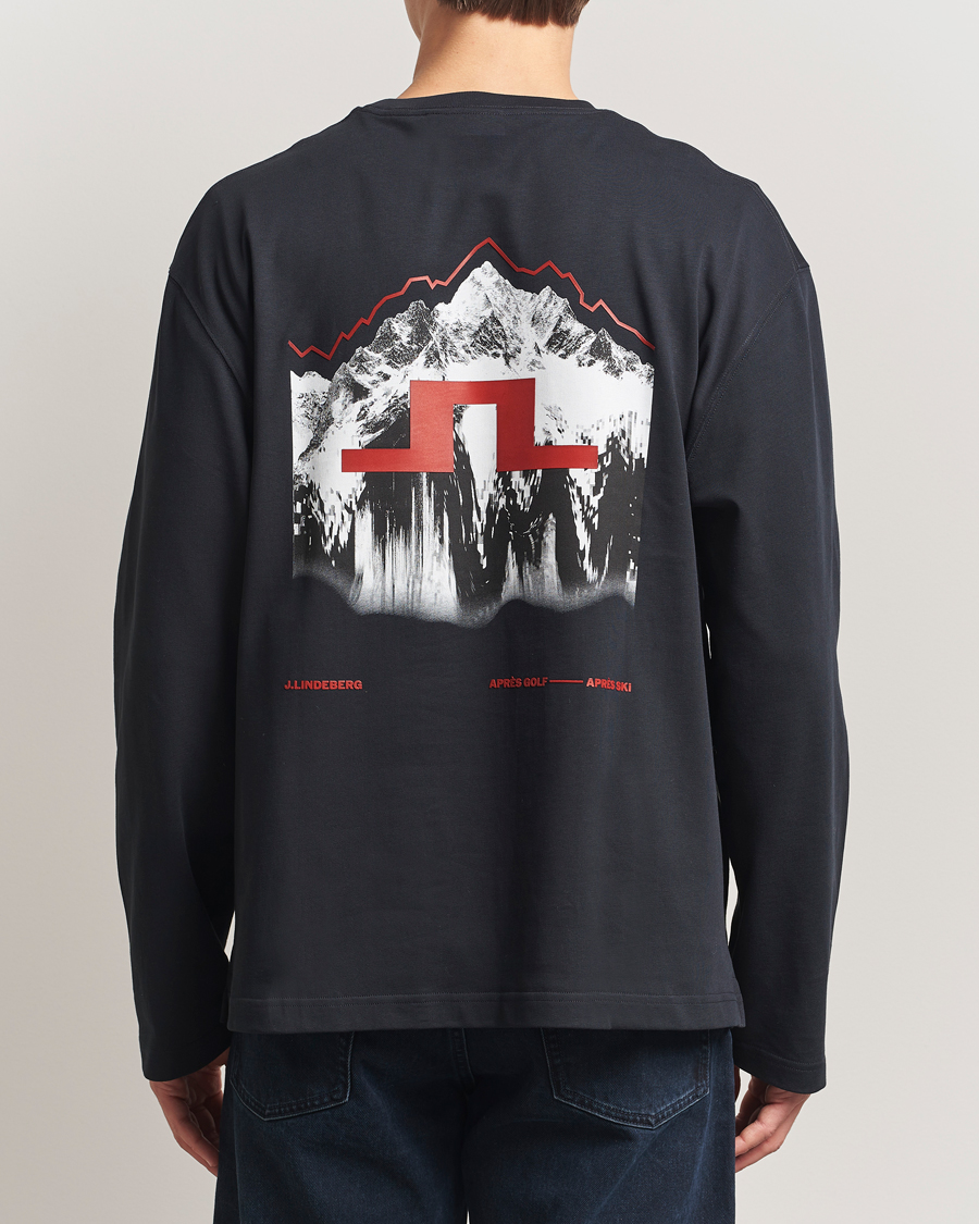 Heren | T-shirts | J.Lindeberg | Walsh Printed Long Sleeve T-Shirt Black