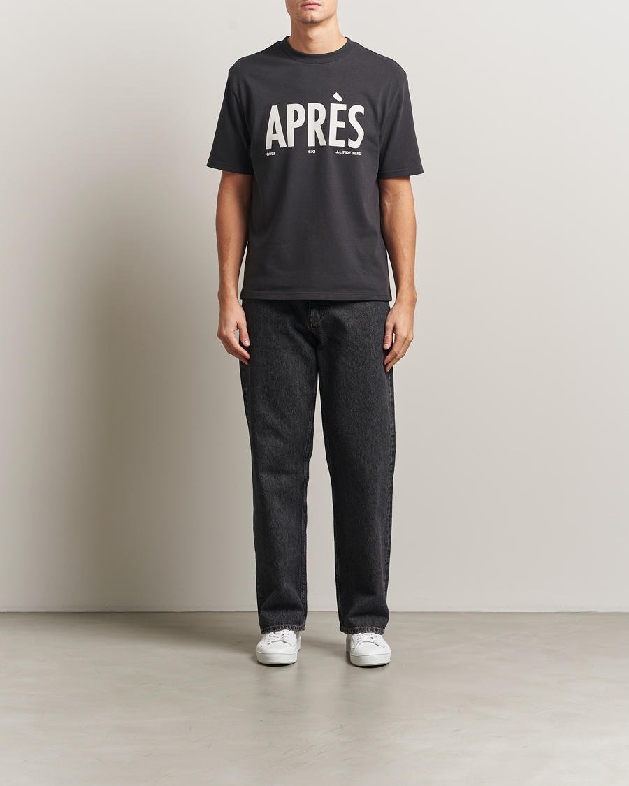 Heren | T-shirts | J.Lindeberg | Hale Printed Crew Neck T-Shirt Black