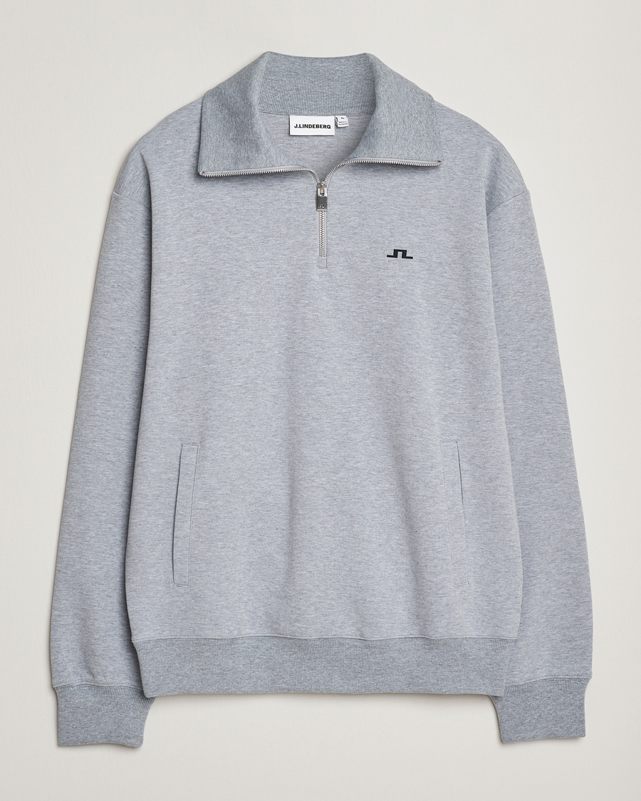 Heren | Truien | J.Lindeberg | Callan Jersey Half Zip Medium Grey Melange
