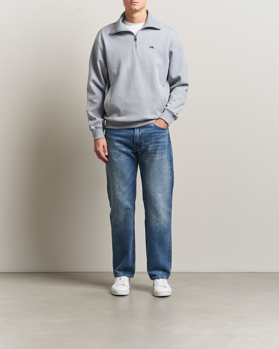 Heren | Truien | J.Lindeberg | Callan Jersey Half Zip Medium Grey Melange