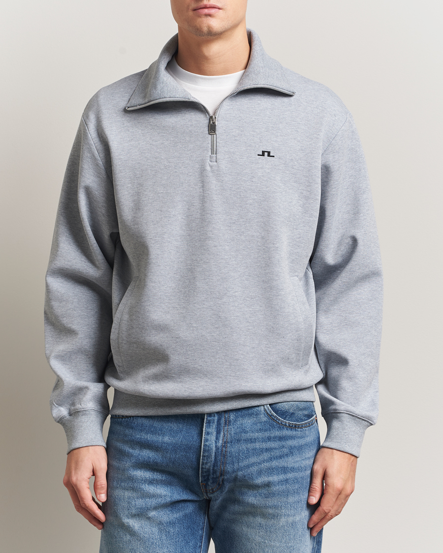 Heren | Truien | J.Lindeberg | Callan Jersey Half Zip Medium Grey Melange