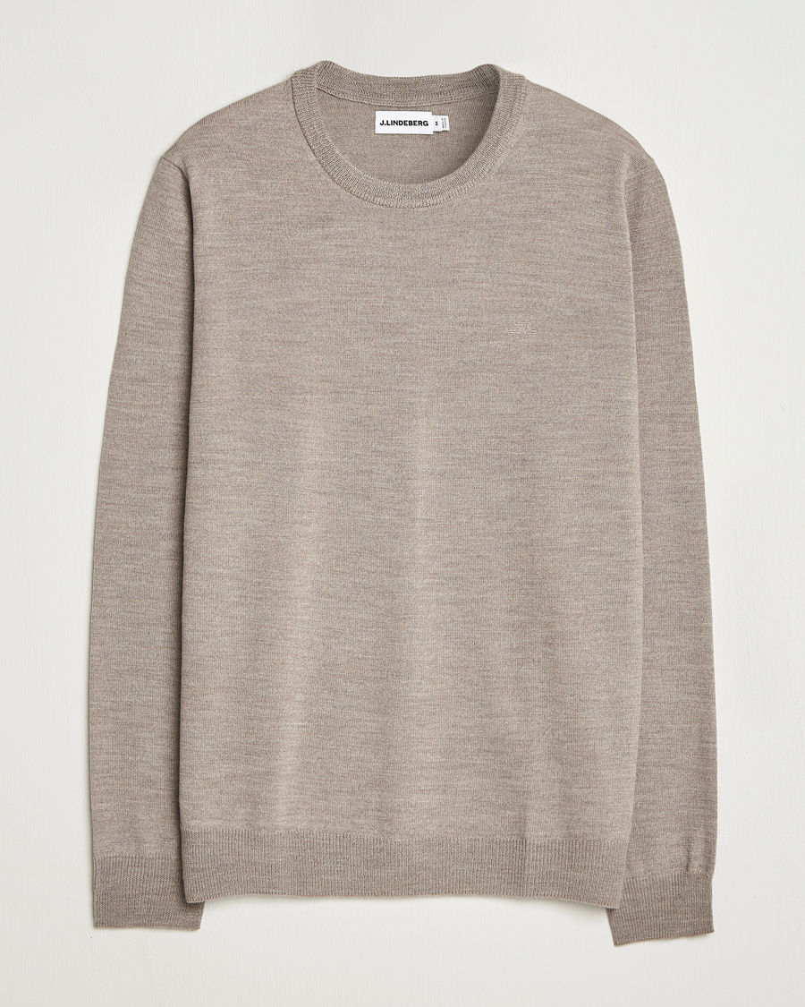 Heren | Truien | J.Lindeberg | Keane Merino Crew Neck Brindle Melange