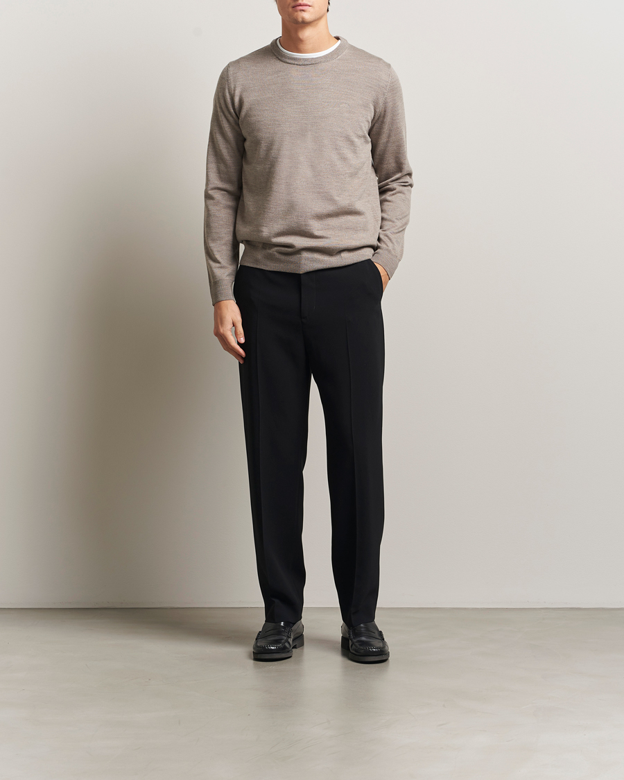 Heren | Truien | J.Lindeberg | Keane Merino Crew Neck Brindle Melange