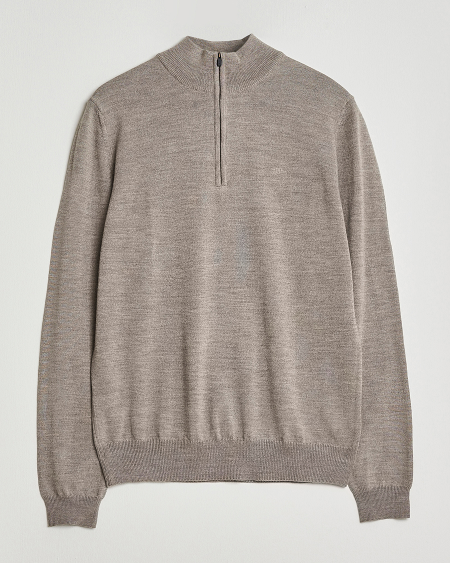 Heren | Truien | J.Lindeberg | Kiyan Merino Half Zip Brindle Melange