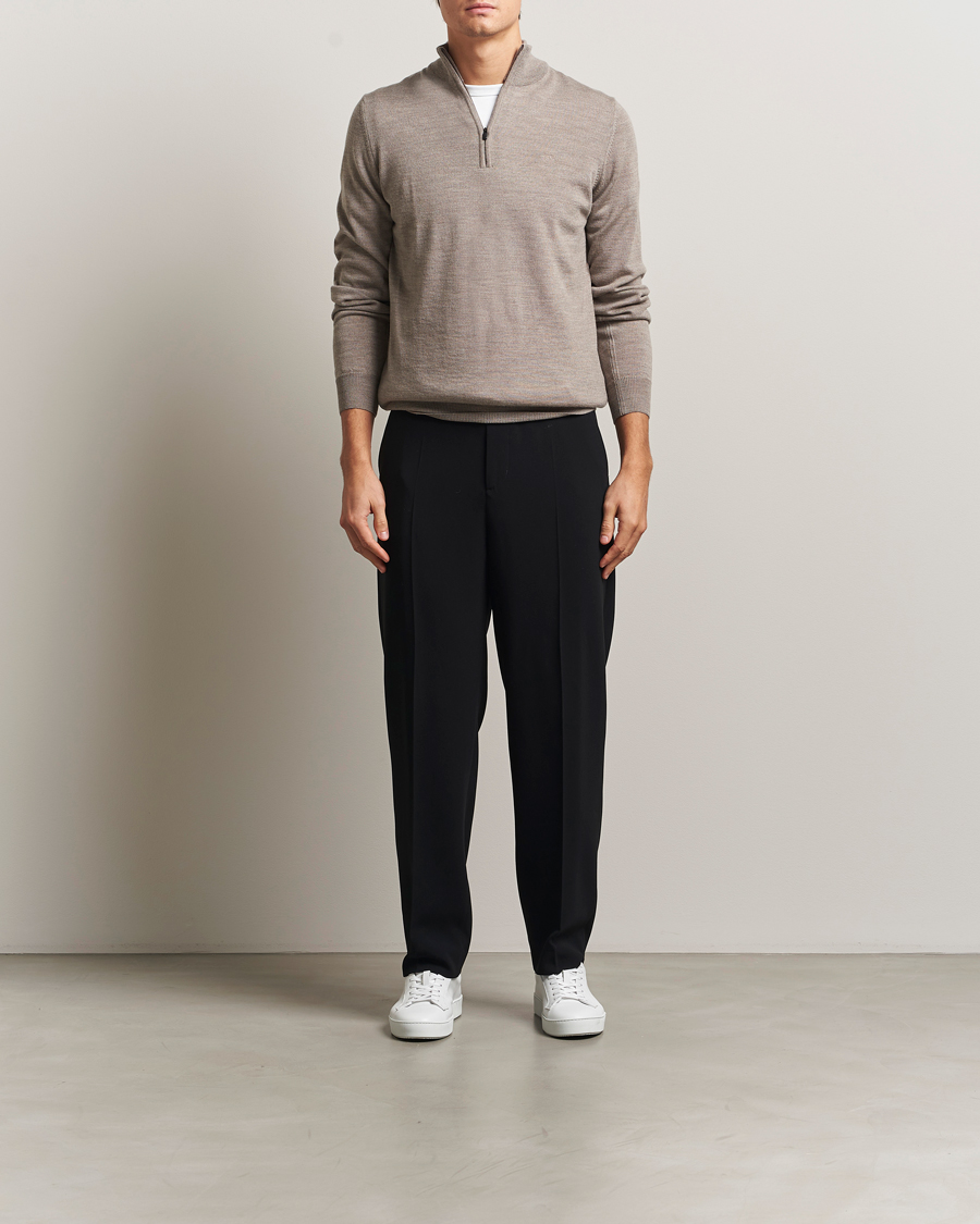 Heren | Truien | J.Lindeberg | Kiyan Merino Half Zip Brindle Melange