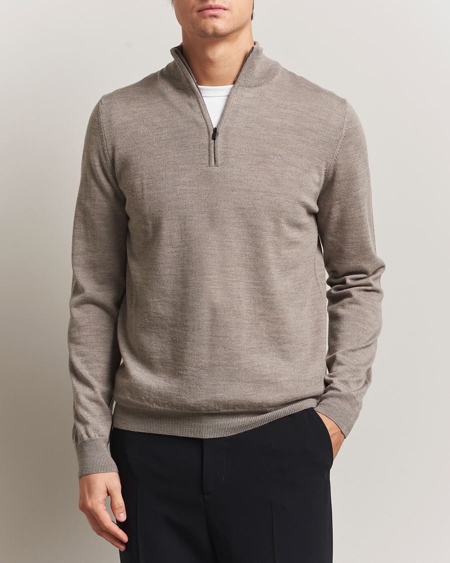 Heren | Truien | J.Lindeberg | Kiyan Merino Half Zip Brindle Melange