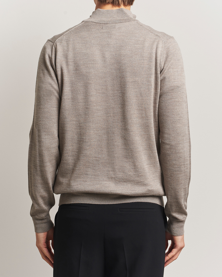 Heren | Truien | J.Lindeberg | Kiyan Merino Half Zip Brindle Melange