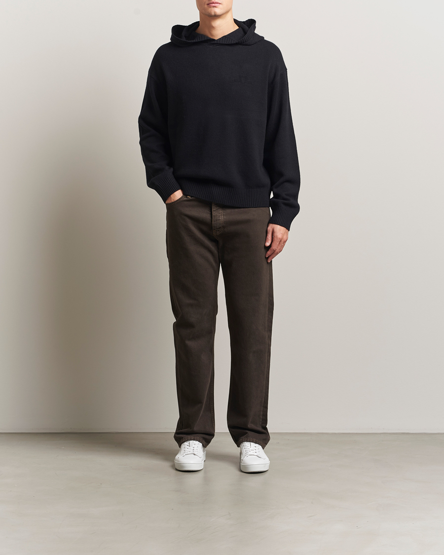Heren | Truien | J.Lindeberg | Edward Wool Knitted Hoodie Black