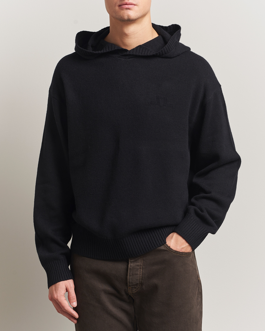 Heren | Truien | J.Lindeberg | Edward Wool Knitted Hoodie Black