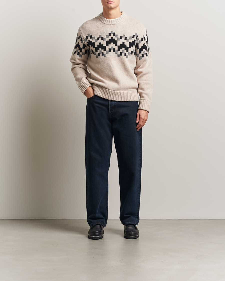 Heren | Truien | J.Lindeberg | Faris Wool Knitted Fairisle Sweater Moonbeam