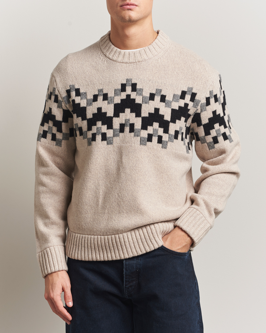Heren | Truien | J.Lindeberg | Faris Wool Knitted Fairisle Sweater Moonbeam
