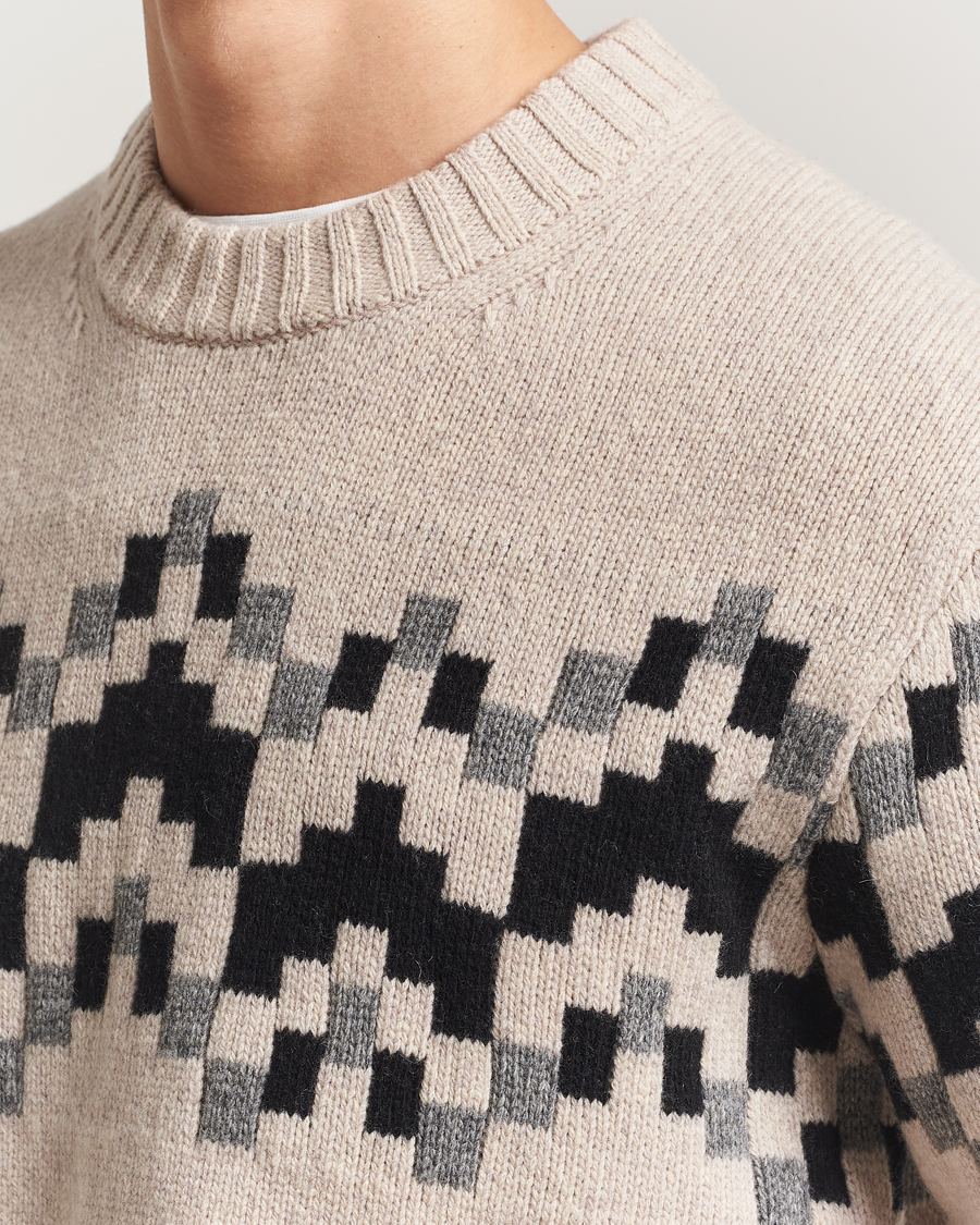 Heren | Truien | J.Lindeberg | Faris Wool Knitted Fairisle Sweater Moonbeam