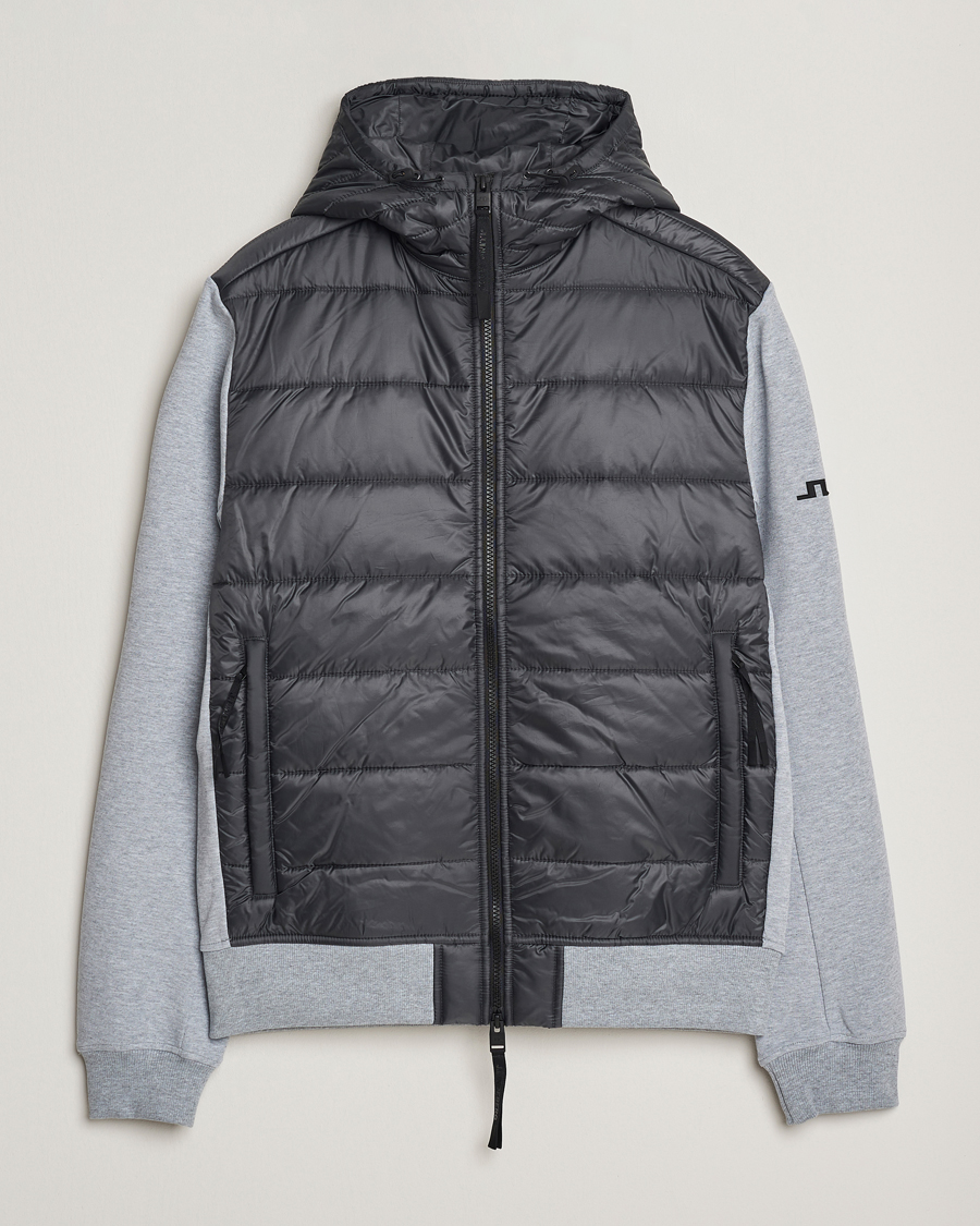 Heren | Jassen | J.Lindeberg | Seth Hybrid Hooded Full Zip Medium Grey Melange