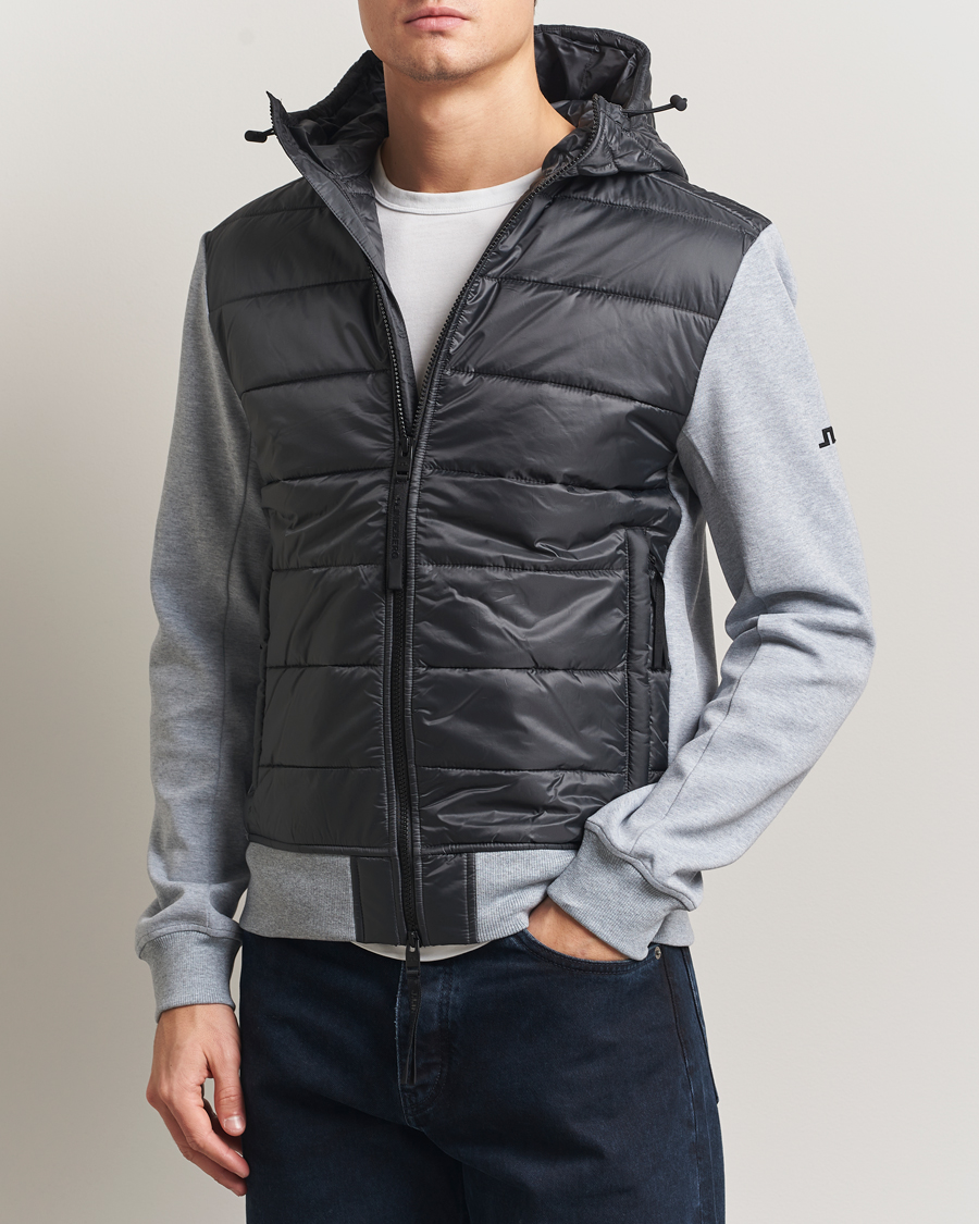 Heren | Jassen | J.Lindeberg | Seth Hybrid Hooded Full Zip Medium Grey Melange