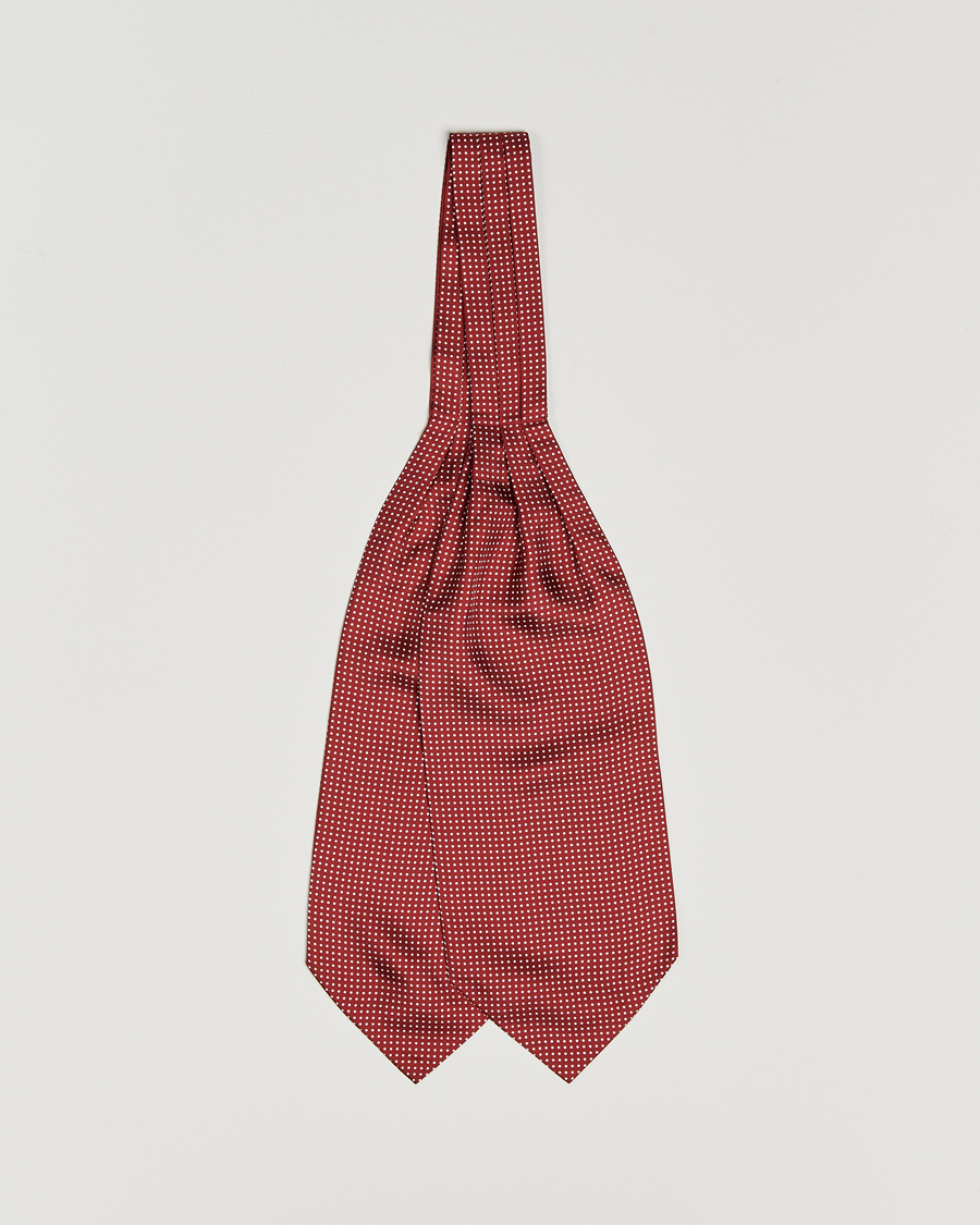 Heren | Sjaals | Amanda Christensen | Silk Twill Micro Dot Ascot Wine Red