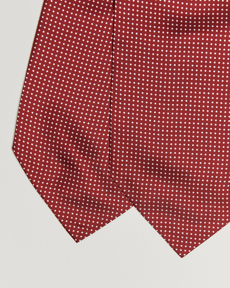 Heren | Sjaals | Amanda Christensen | Silk Twill Micro Dot Ascot Wine Red