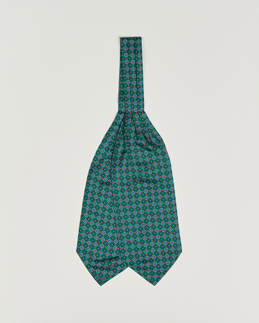 Heren | Sjaals | Amanda Christensen | Silk Twill Medallion Ascot Bottle Green