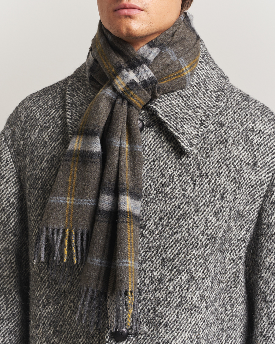 Heren | Sjaals | Amanda Christensen | Wool Checked Scarf Olive