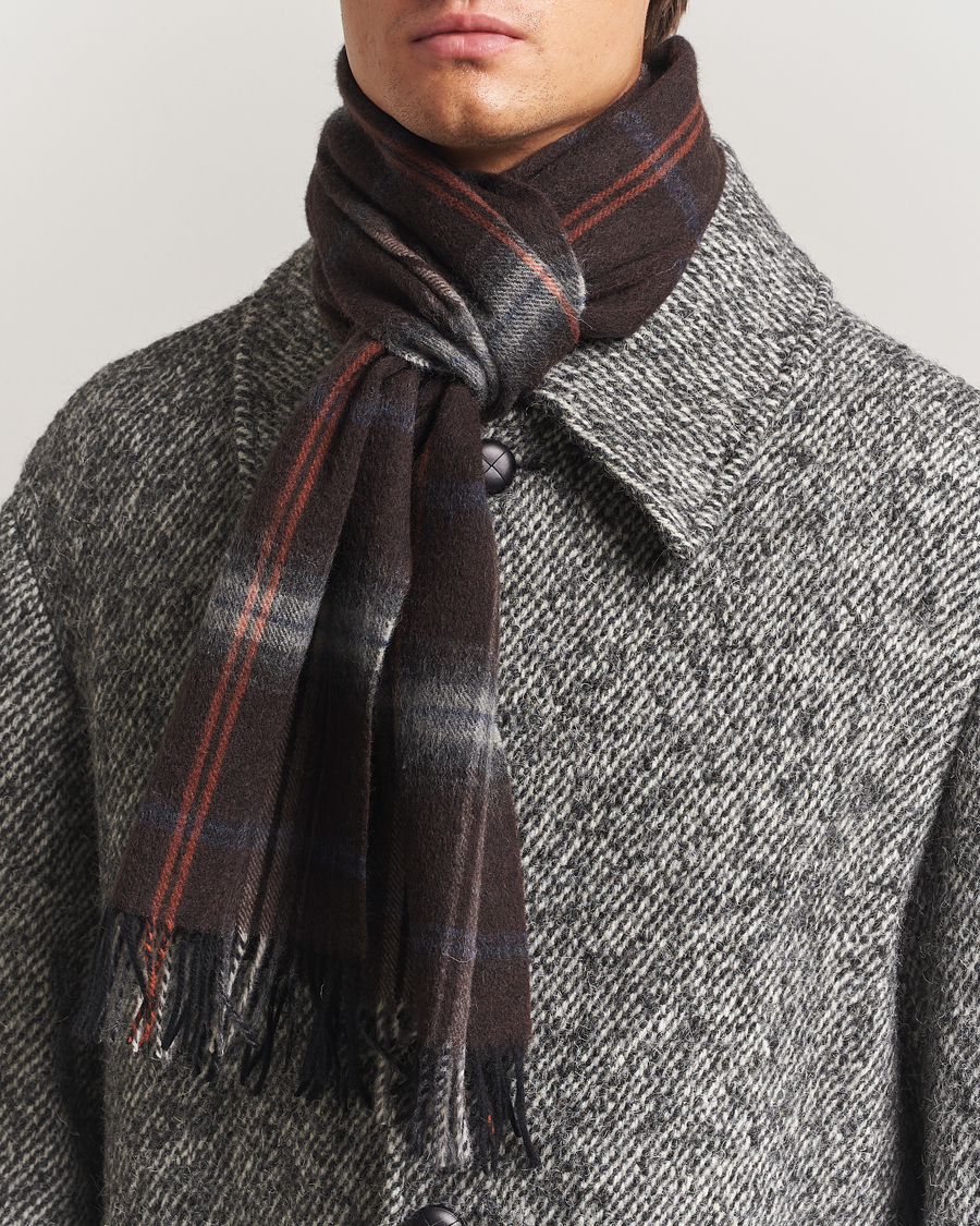 Heren | Amanda Christensen Wool Checked Scarf Brown | Amanda Christensen | Wool Checked Scarf Brown
