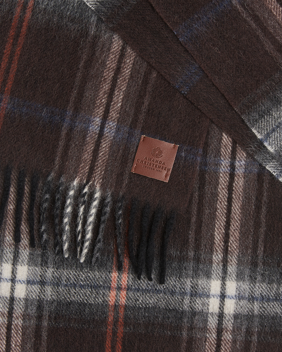 Heren | Amanda Christensen Wool Checked Scarf Brown | Amanda Christensen | Wool Checked Scarf Brown